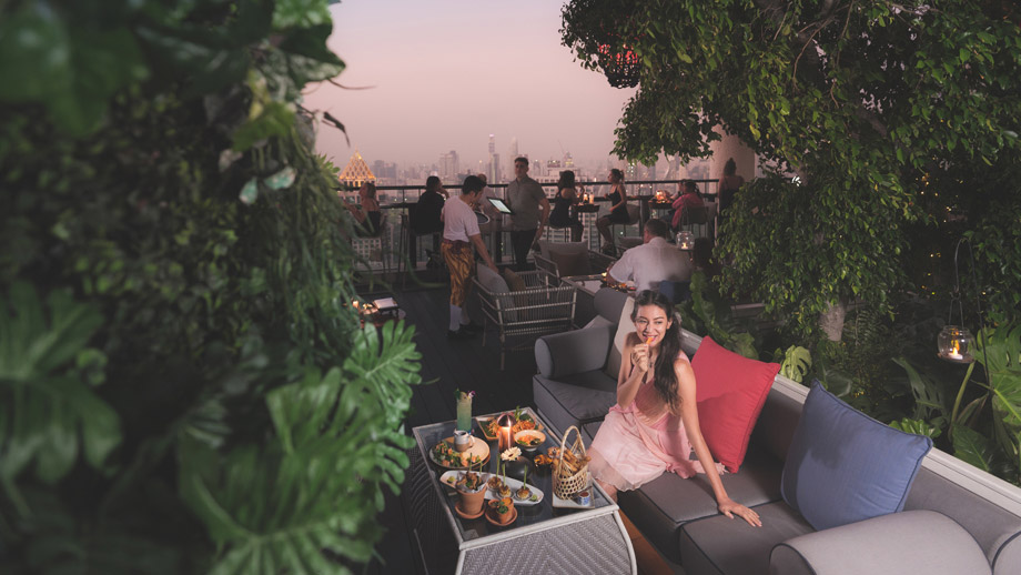 Banyan Tree Thailand Bangkok Dining - Saffron Sky Garden Evening